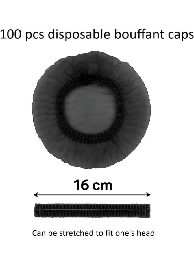غطاء شعر للاستخدام مرة واحدة، مرن غير منسوج، قابل للتهوية، مريح، مقاوم للغبار، غطاء رأس قابل للتمدد، مقاس حر، مناسب للمستشفيات والمختبرات والمطابخ وصناعات مستحضرات التجميل (100 قطعة - أسود) - Image 2