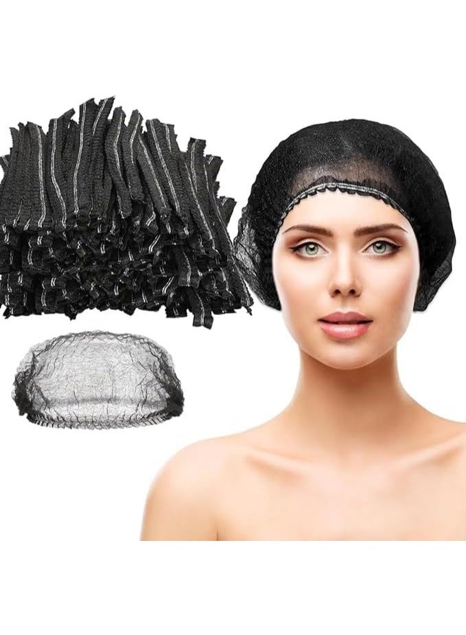 غطاء شعر للاستخدام مرة واحدة، مرن غير منسوج، قابل للتهوية، مريح، مقاوم للغبار، غطاء رأس قابل للتمدد، مقاس حر، مناسب للمستشفيات والمختبرات والمطابخ وصناعات مستحضرات التجميل (100 قطعة - أسود) - Image 1