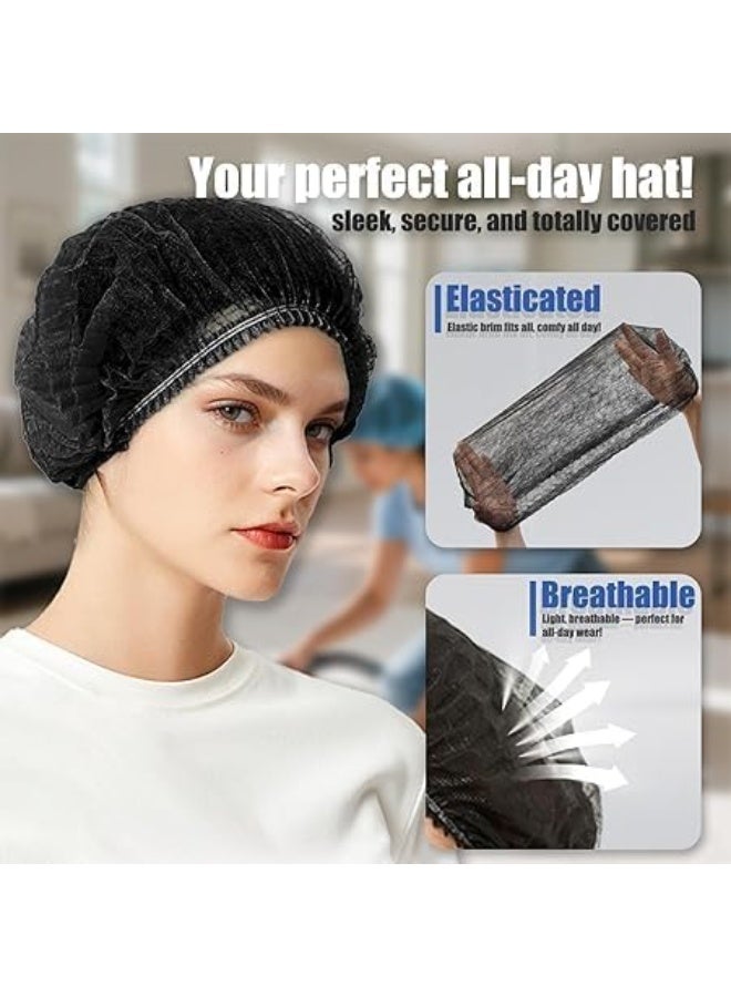 غطاء شعر للاستخدام مرة واحدة، مرن غير منسوج، قابل للتهوية، مريح، مقاوم للغبار، غطاء رأس قابل للتمدد، مقاس حر، مناسب للمستشفيات والمختبرات والمطابخ وصناعات مستحضرات التجميل (100 قطعة - أسود) - Image 5