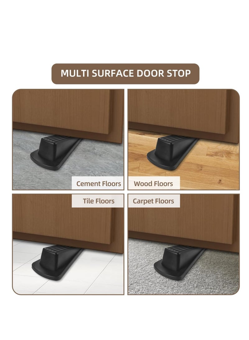 Flushrenic Door Stoppers for Bottom of Door on Floor, Premium Rubber Door Stopper Wedge, Floor Sturdy Stackable Door Stops for Carpet Heavy Duty Door, Door Gaps (Black, 4 Pack) - Image 5