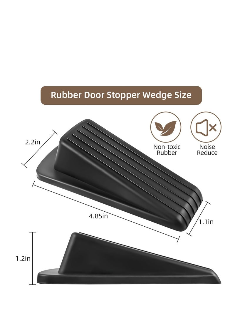 Flushrenic Door Stoppers for Bottom of Door on Floor, Premium Rubber Door Stopper Wedge, Floor Sturdy Stackable Door Stops for Carpet Heavy Duty Door, Door Gaps (Black, 4 Pack) - Image 2