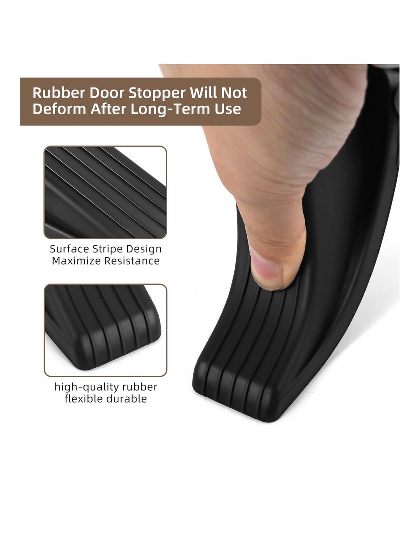 Flushrenic Door Stoppers for Bottom of Door on Floor, Premium Rubber Door Stopper Wedge, Floor Sturdy Stackable Door Stops for Carpet Heavy Duty Door, Door Gaps (Black, 4 Pack) - Image 3