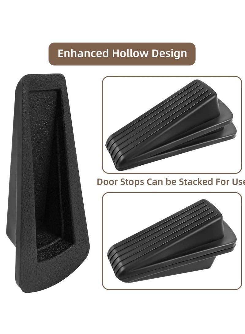Flushrenic Door Stoppers for Bottom of Door on Floor, Premium Rubber Door Stopper Wedge, Floor Sturdy Stackable Door Stops for Carpet Heavy Duty Door, Door Gaps (Black, 4 Pack) - Image 4
