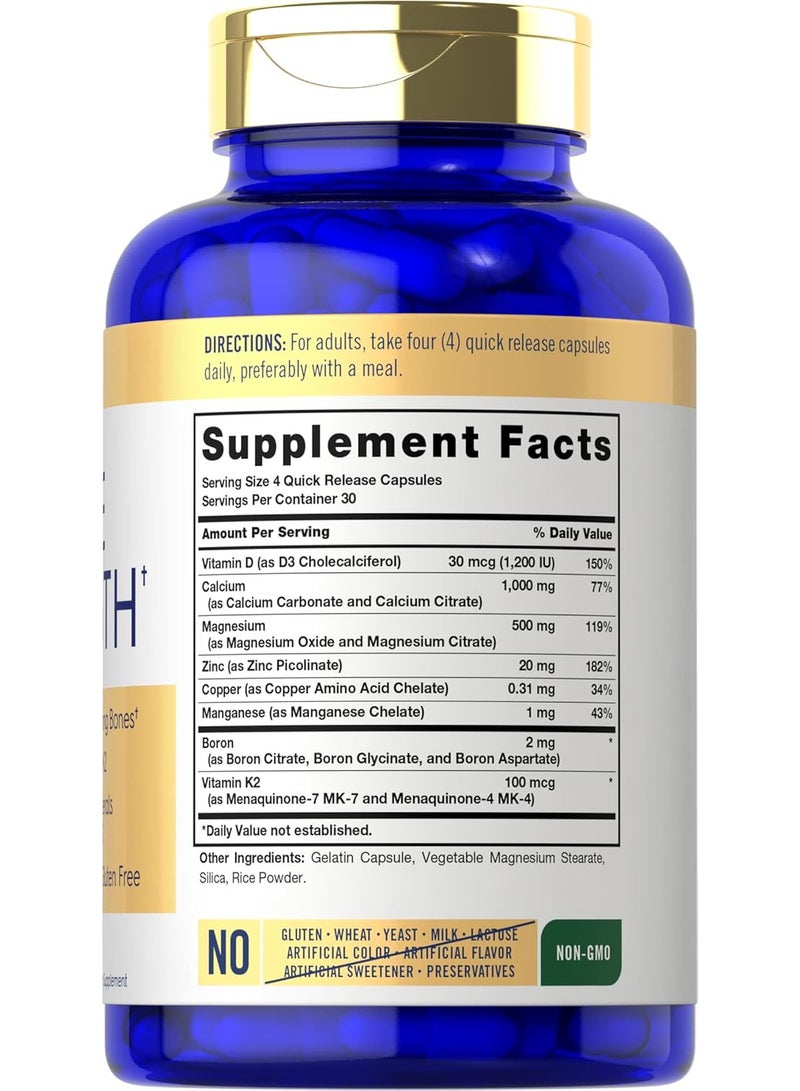 مكمل غذائي مركب الكالسيوم لتقوية العظام | مع فيتامين د3، والمغنيسيوم، وفيتامين ك2، والزنك، والبورون | ١٢٠ كبسولة - Image 2