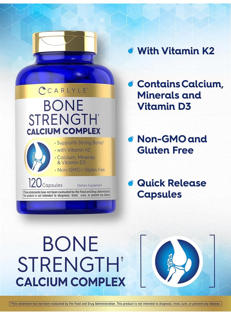 مكمل غذائي مركب الكالسيوم لتقوية العظام | مع فيتامين د3، والمغنيسيوم، وفيتامين ك2، والزنك، والبورون | ١٢٠ كبسولة - Image 3