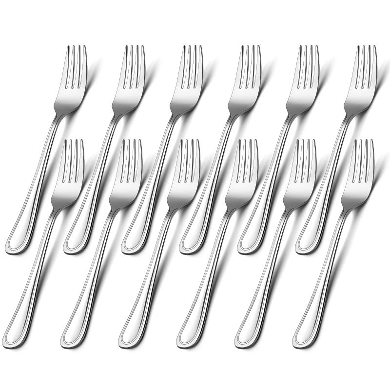 E-far Salad Forks Set of 12 Efar 67 Inch Stainless Steel Dessert Forks for Home Kitchen or Restaurant Nontoxic Mirror Polished Easy to Clean Dishwasher Safe - Image 2