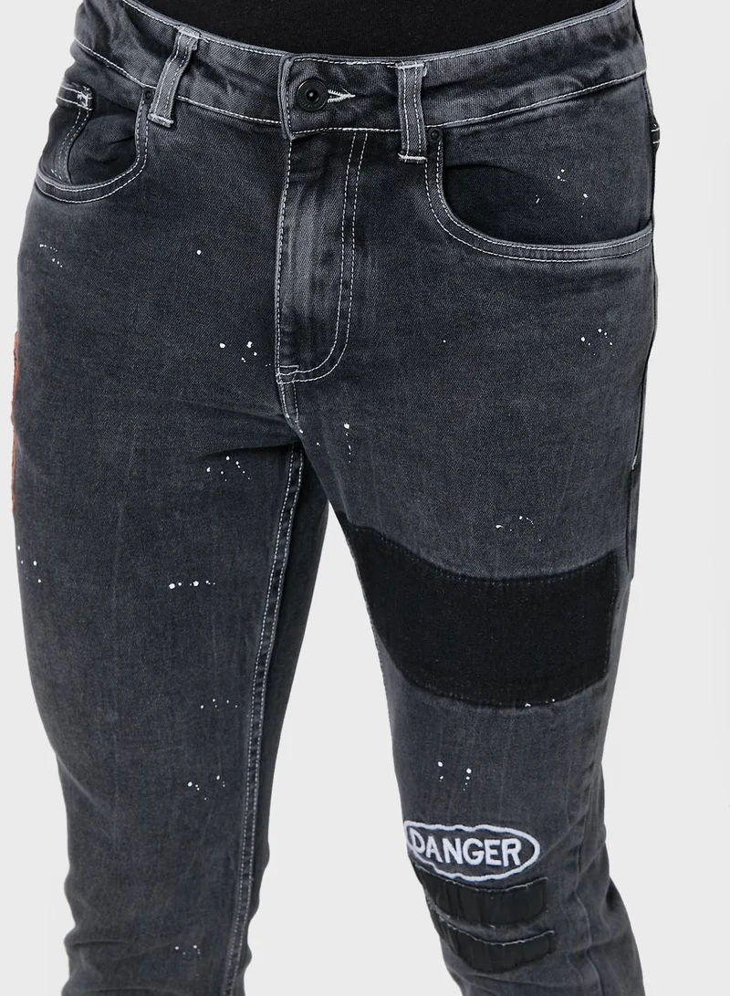 Seventy Five Rinse Wash Ripped Knee Skinny Jeans