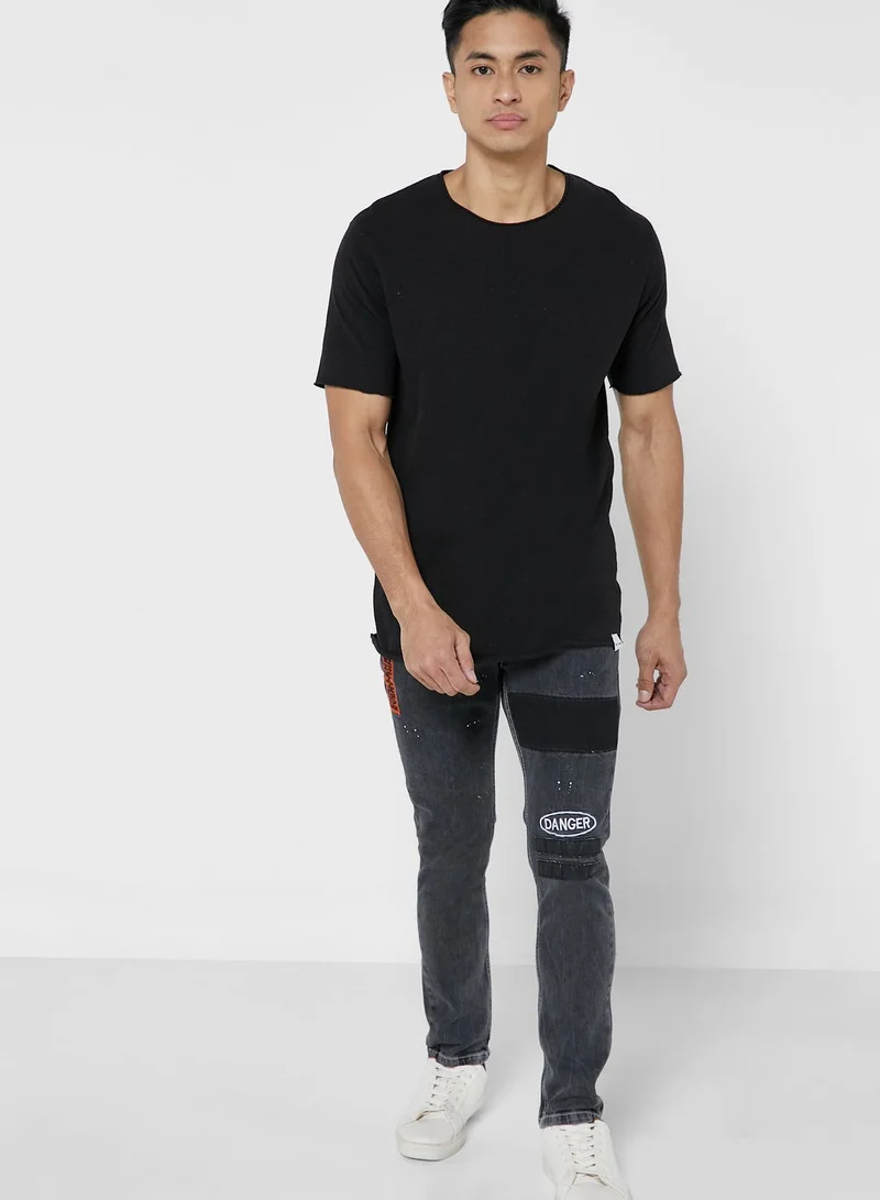 Seventy Five Rinse Wash Ripped Knee Skinny Jeans