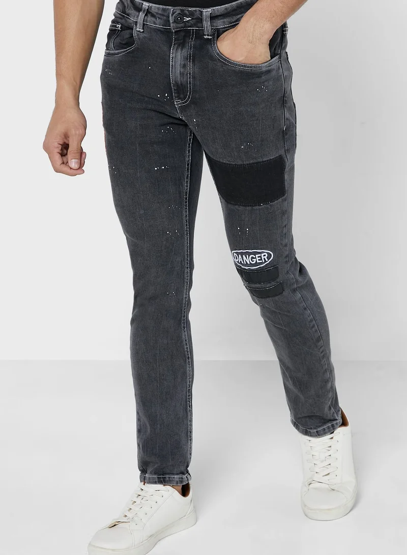 Seventy Five Rinse Wash Ripped Knee Skinny Jeans