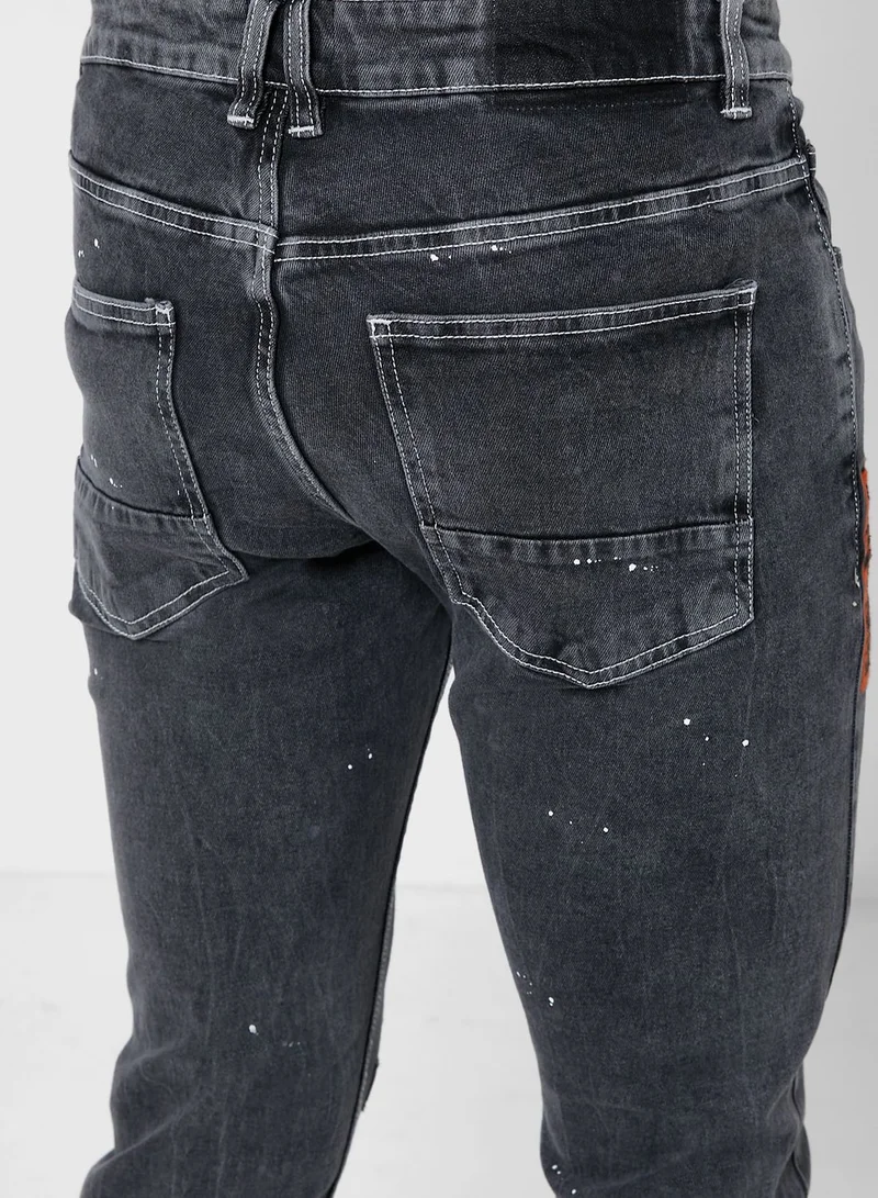 Seventy Five Rinse Wash Ripped Knee Skinny Jeans