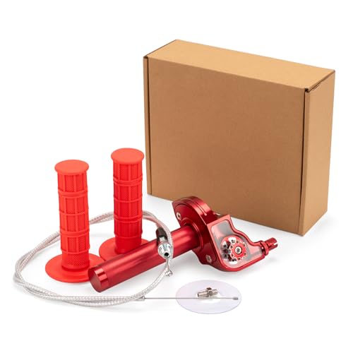 XINGWU Mini Bike Throttle Kit Universal 78 22mm CNC Quick Action Twist Throttle with Cable Throttle Assembly for CRF KLX SSR TTR 50cc250cc Dirt Pit Bike Mini Bike ATV Motorcycle Red - Image 1