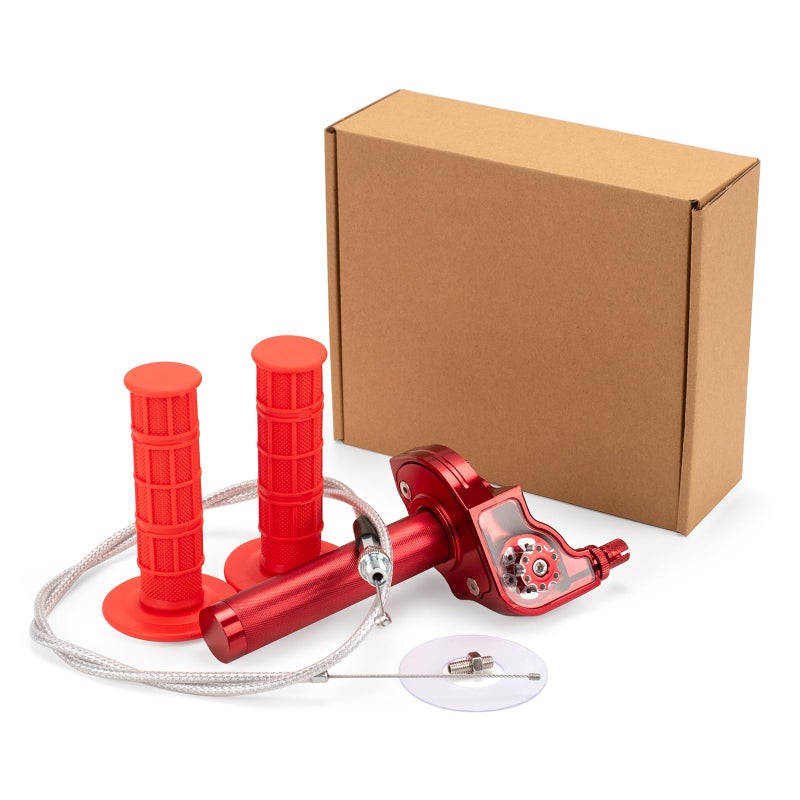XINGWU Mini Bike Throttle Kit Universal 78 22mm CNC Quick Action Twist Throttle with Cable Throttle Assembly for CRF KLX SSR TTR 50cc250cc Dirt Pit Bike Mini Bike ATV Motorcycle Red - Image 2