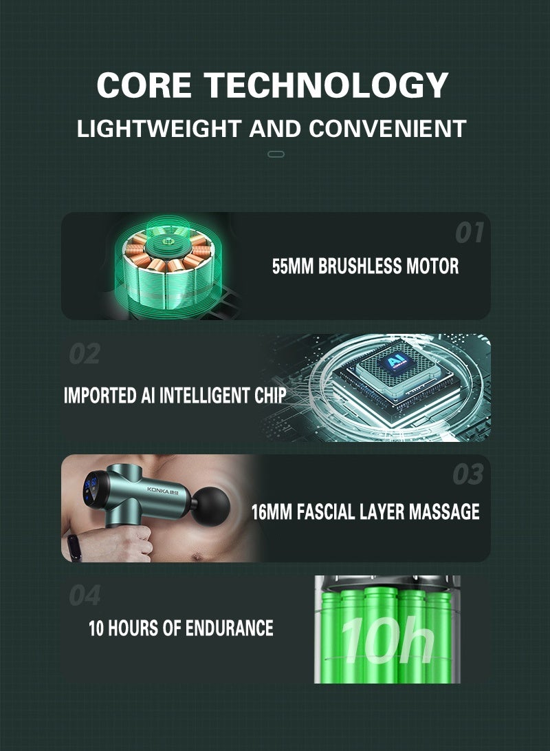 KONKA Konka Fascia Gun Muscle Relaxation Massager Exercise Neck Mask Gun Electric Impact Home Fitness Equipment Fascia Grab 6 Levels+8 Heads+Storage Bag - Image 5