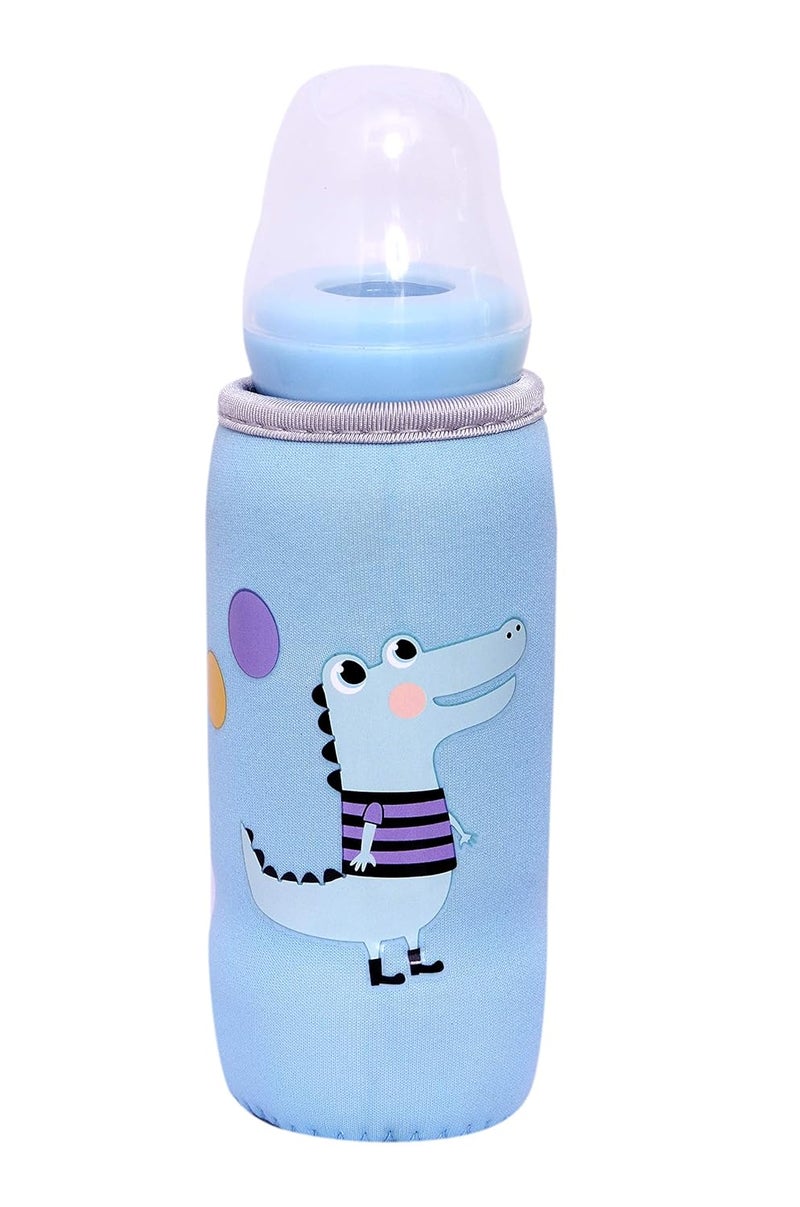 Alya The Cheeky Kidzz Soft Reusable Baby Feeding Bottle Cover Sleeve Animal Printed Suitable for 120ml 150ml 220ml 240ml Slim Neck Milk Feeder Bottles (Pack of 2) (Crocodile-ELEPHNAT) - Image 2
