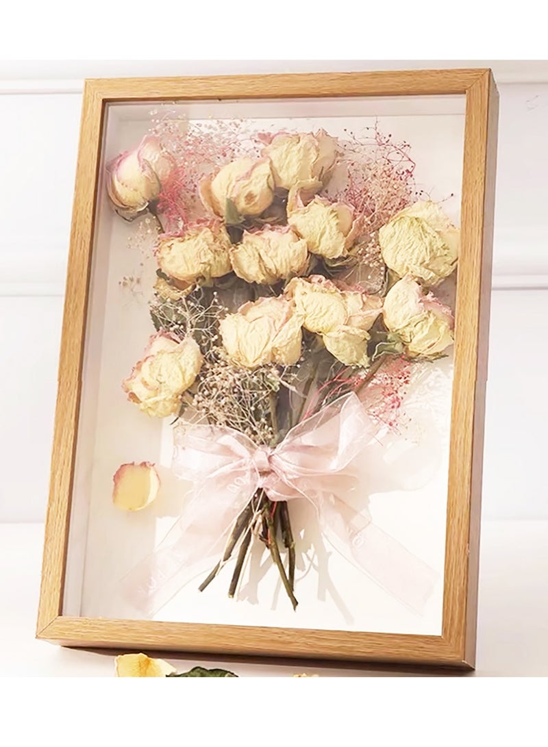 2pcs Shadow Box Frame Display Case 8x10'', Dried Flower Photo Frame, 3D Picture Frame Display Case Deeper 3cm with Transparent Acrylic Panel for Photos, DIY Crafts, Wedding Souvenir (Wood Color 8x10)  - Image 3
