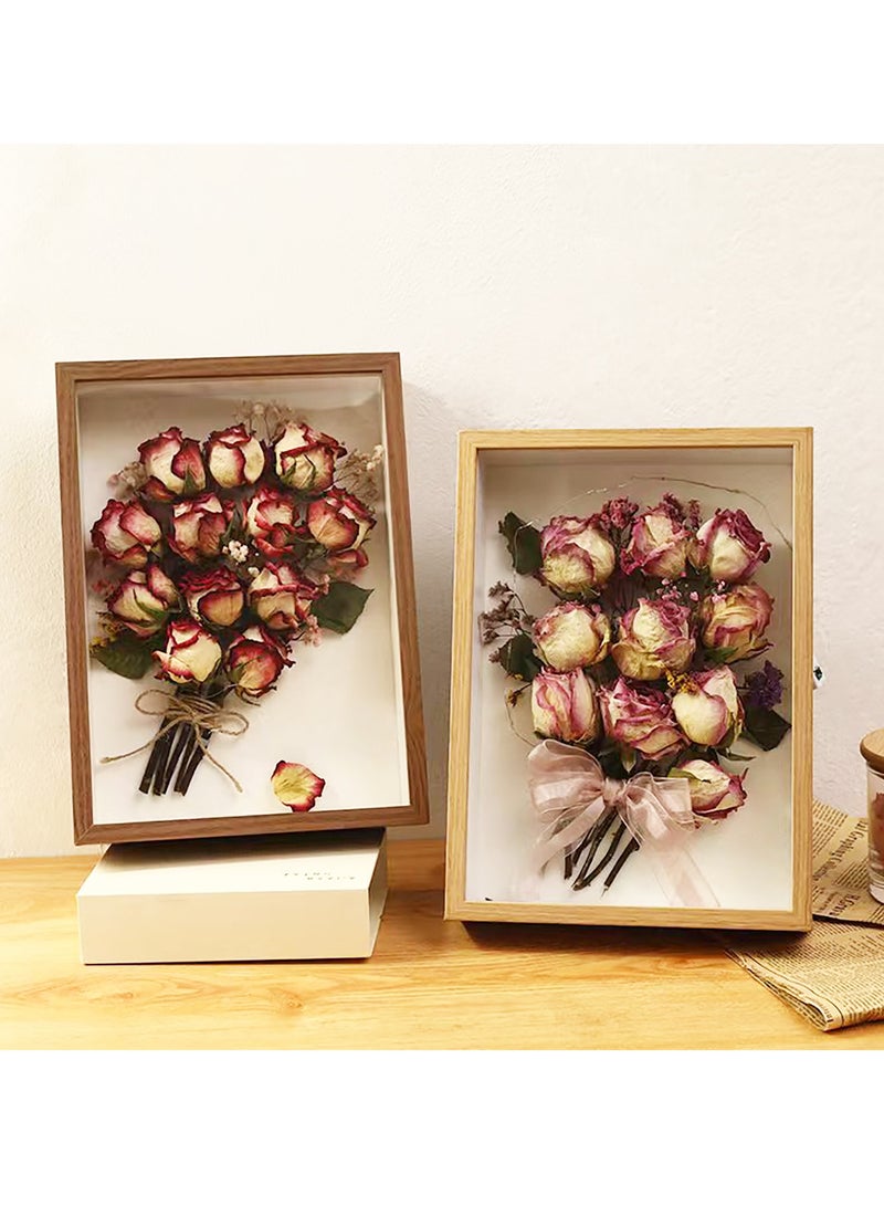 2pcs Shadow Box Frame Display Case 8x10'', Dried Flower Photo Frame, 3D Picture Frame Display Case Deeper 3cm with Transparent Acrylic Panel for Photos, DIY Crafts, Wedding Souvenir (Wood Color 8x10)  - Image 4