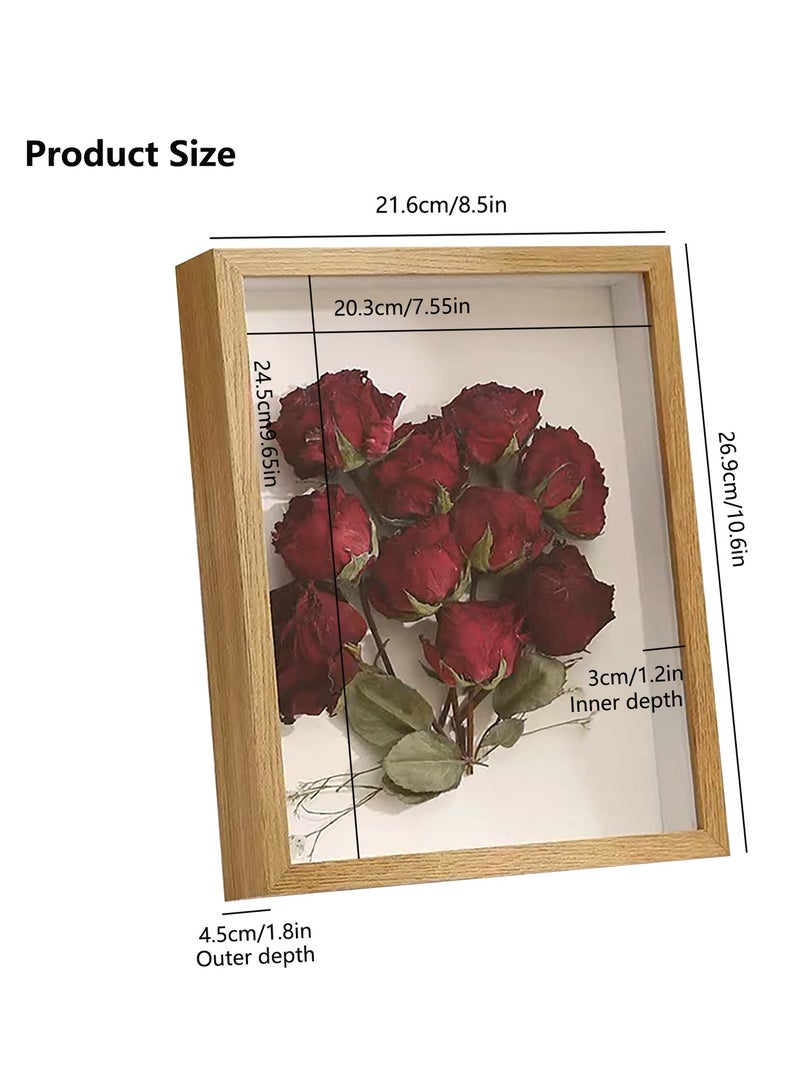 2pcs Shadow Box Frame Display Case 8x10'', Dried Flower Photo Frame, 3D Picture Frame Display Case Deeper 3cm with Transparent Acrylic Panel for Photos, DIY Crafts, Wedding Souvenir (Wood Color 8x10)  - Image 2
