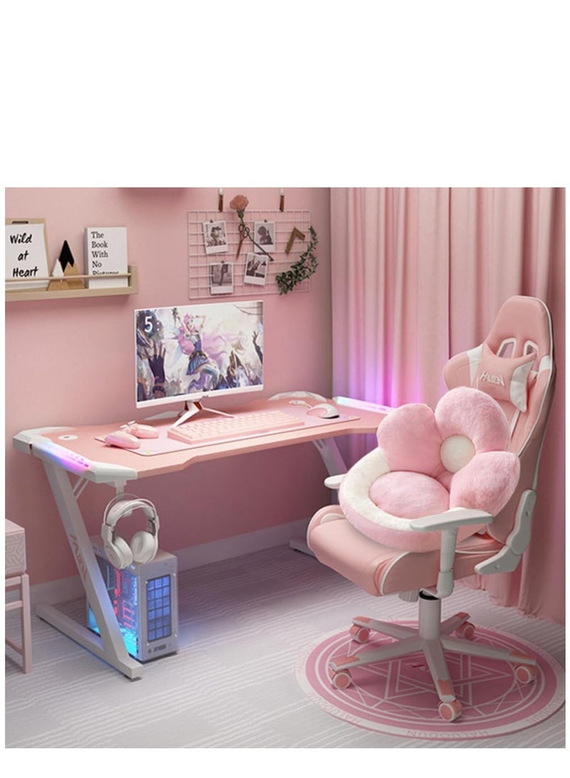 KASTWAVE وسادة كرسي ألعاب مزينة بأزهار لطيفة مع دعم للظهر وأشرطة مضادة للانزلاق، وسادة كرسي كمبيوتر مريحة كاواي لمقعد كرسي اللاعبين، وسادة كرسي أريكة، وسادة مكتب للديكور المنزلي، 23 بوصة، وردي - Image 3