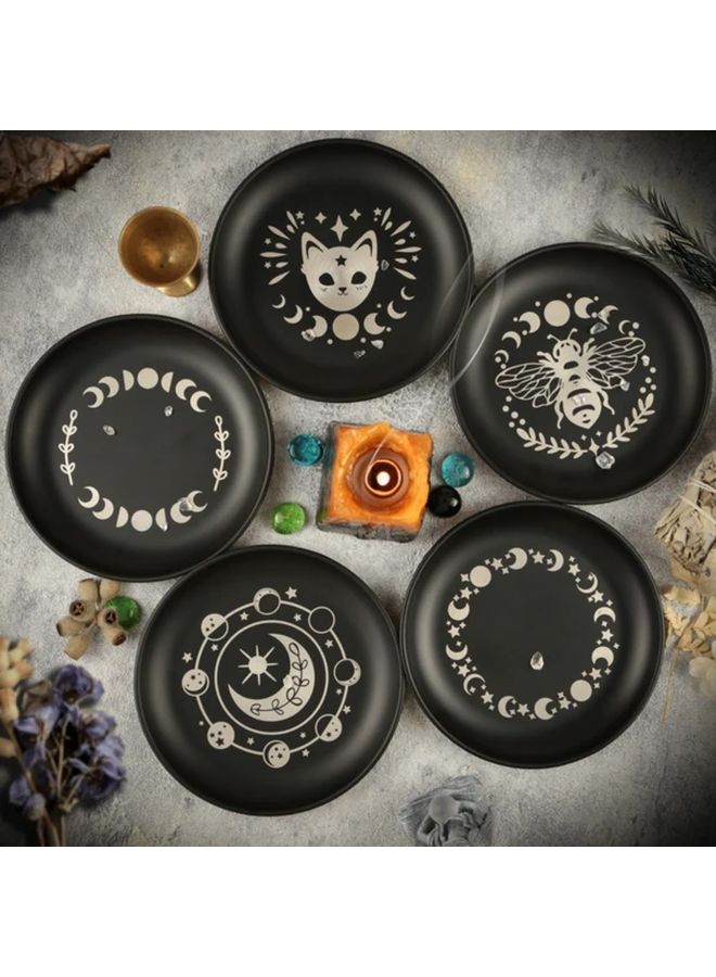 Stainless Steel Mystical Black Jewelry Dish Style E Round Decorative Tray Celestial Zodiac Nature - Image 2