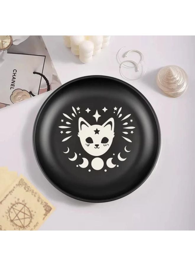 Stainless Steel Mystical Black Jewelry Dish Style E Round Decorative Tray Celestial Zodiac Nature - Image 5