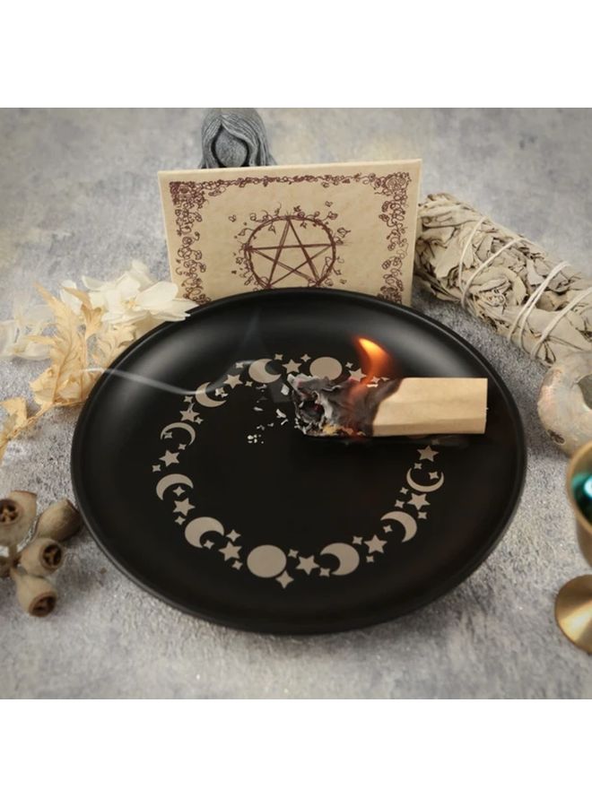Stainless Steel Mystical Black Jewelry Dish Style E Round Decorative Tray Celestial Zodiac Nature - Image 3