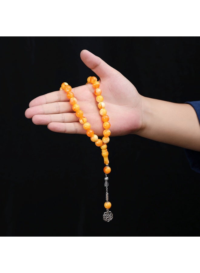 مانجيشان سبحة صلاة من الكهرمان الأصفر 33 حبة 12 سم للمسلمين