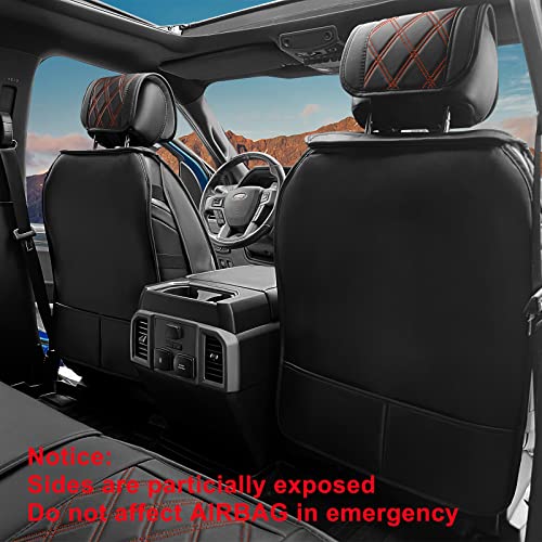 CarQiWireless Seat Covers Full Set 5 pcs for Ford F150 2009-2024 XL XLT Lariat King Ranch Platinum Tremor Crew Cab Pickup for F250 F350 F450 2017-2024 Waterproof Leather Cushion Rear & Front - Image 3