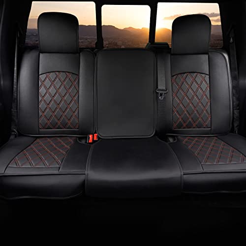 CarQiWireless Seat Covers Full Set 5 pcs for Ford F150 2009-2024 XL XLT Lariat King Ranch Platinum Tremor Crew Cab Pickup for F250 F350 F450 2017-2024 Waterproof Leather Cushion Rear & Front - Image 4