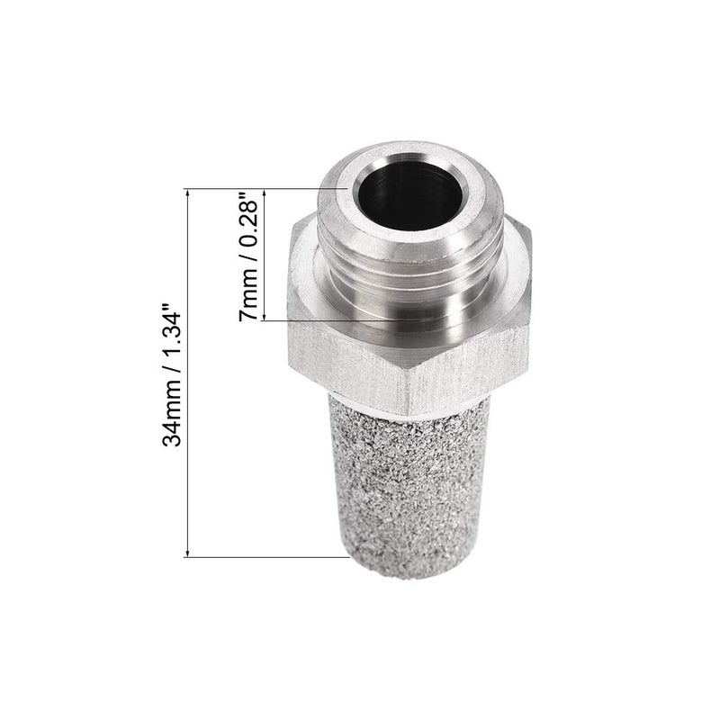 uxcell Exhaust Muffler NPT 1/4 Male Thread Sintered 316 Stainless Steel Breather Pneumatic Air Muffler - Image 2