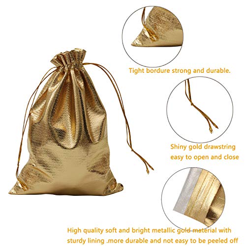 BEAVOING Pack of 100 3.54"x4.72" Heavy Duty Gold Drawstring Organza Jewelry Pouches Wedding Party Christmas Favor Gift Candy Chocolate Bags (Gold, 3.54"x4.72") - Image 4