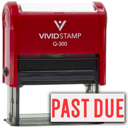 Vivid Stamp Classic Past Due Self Inking Rubber Stamp (3/4" x 1-7/8" - Large, Red) - Image 1