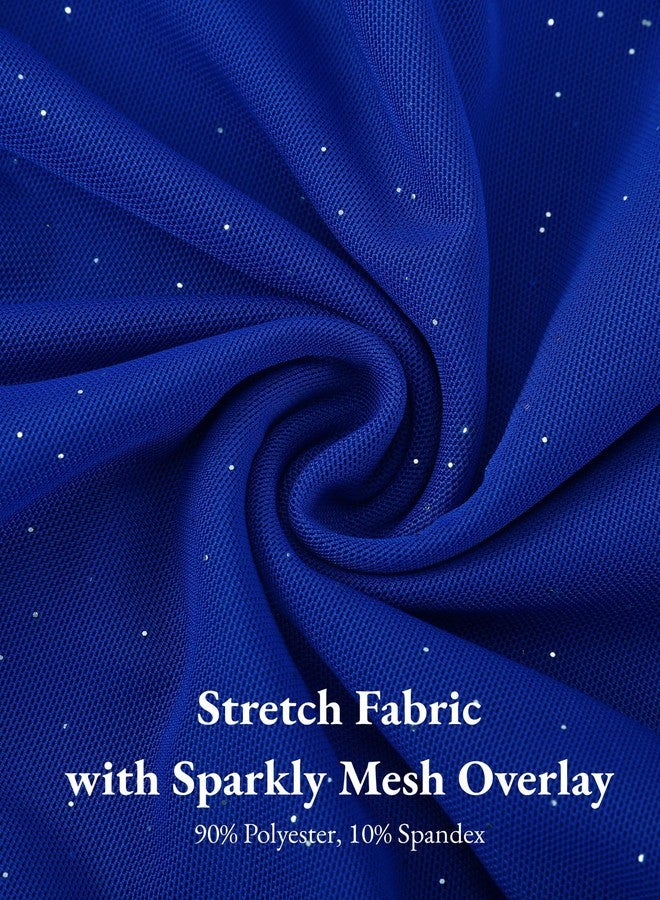 EXARUS Girls Formal Long Sleeve/Spaghetti Strap Dress Teen Party Dance Tween Bodycon Ruched Prom Fitted Cute Dresses, Long Sleeve Blue Sparkly Flake, 14 Years - Image 3