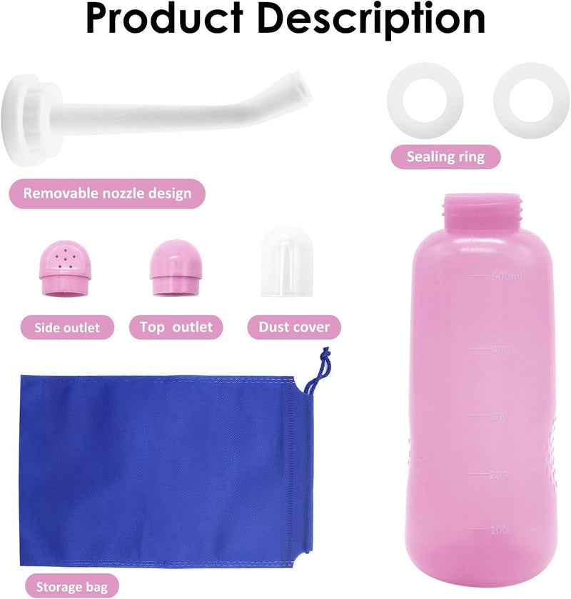 Peri Bottle – Portable Bidet Sprayer, Travel Bidet with Bag, 17oz (500ml) TPE Bottle (Boilable), Dual Sealing Rings – For Postpartum Care & Personal Hygiene – Ideal for Home & Travel - Image 3