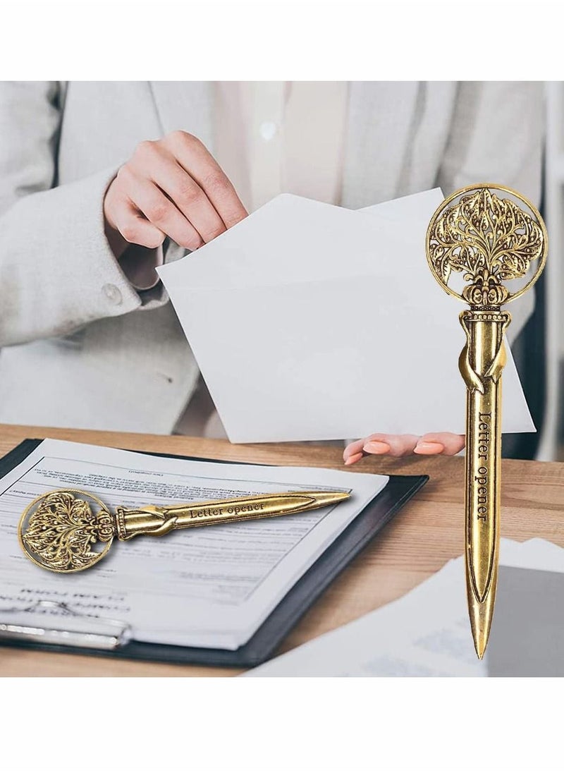 Y&D Letter Opener, Retro Envelope Opener Light Weight Elegant Cutter Exquisite Zinc Alloy Express File Document Unpacker for School Home Office Mail Supplies, Gold  - Image 2