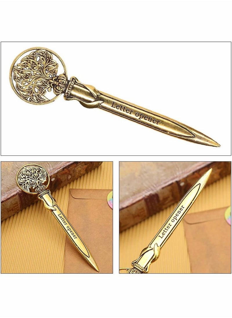 Y&D Letter Opener, Retro Envelope Opener Light Weight Elegant Cutter Exquisite Zinc Alloy Express File Document Unpacker for School Home Office Mail Supplies, Gold  - Image 5
