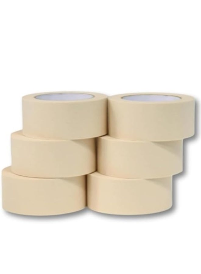 XSEVEN Hi-Stick Masking Tape 2 Inch x 13 Meters – Beige Strong Adhesive Tape for Painting, Decorating, DIY Home, Office, School Stationery, Arts & DIY Crafts (45mm x 14Y) [6 Rolls] - Image 1