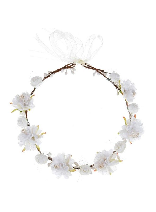 DDazzling Girls Breath Crown Flower Girl Crown Floral Headband Wedding Hair Wreath Photo Props (White) - Image 3