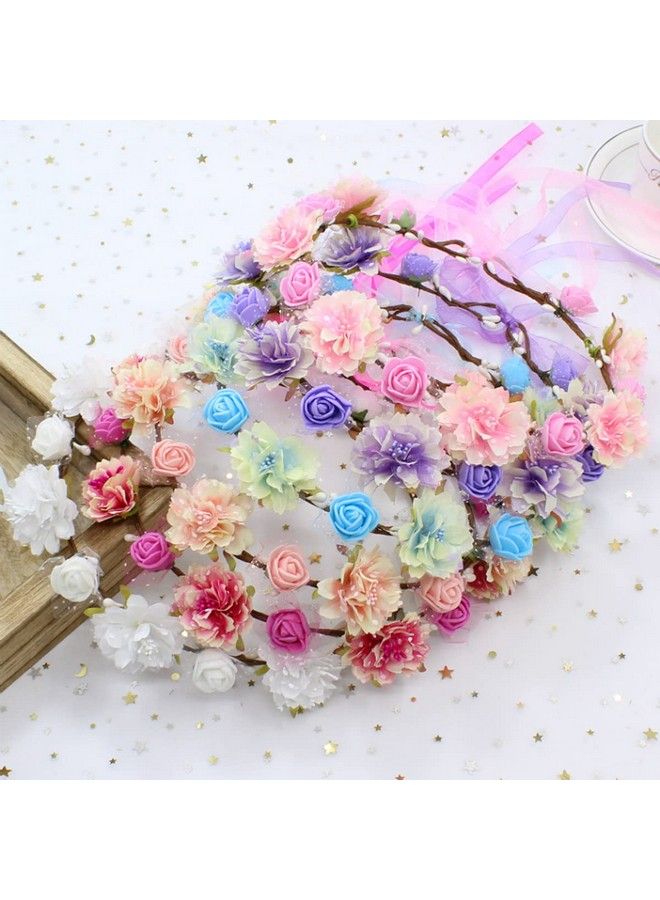 DDazzling Girls Breath Crown Flower Girl Crown Floral Headband Wedding Hair Wreath Photo Props (White) - Image 5