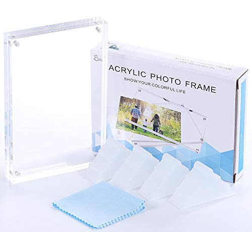 Boxalls 6x8 Inches Acrylic Picture Frames- 3 Pack, Desktop Frameless Photo Frames with Magnetic, Double Sided Transparent (3 Pack) - Image 3