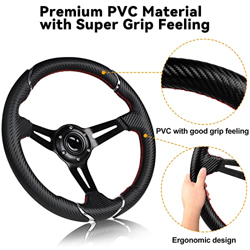 MOSNAI 13.7'' 350mm Deep Dish Steering Wheel, Racing Golf Cart Fit Club Car DS and Precedent,Yamaha EZGO RXV & TXT - Image 3