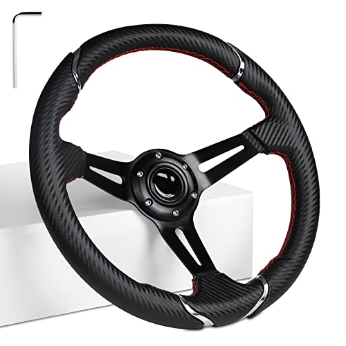 MOSNAI 13.7'' 350mm Deep Dish Steering Wheel, Racing Golf Cart Fit Club Car DS and Precedent,Yamaha EZGO RXV & TXT - Image 1