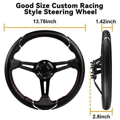 MOSNAI 13.7'' 350mm Deep Dish Steering Wheel, Racing Golf Cart Fit Club Car DS and Precedent,Yamaha EZGO RXV & TXT - Image 2