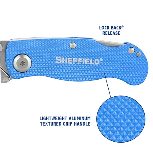 Sheffield 12113 Folding Utility Knife, Quick Change Utility Knife Blades, Compact Aluminum Handle, Box Cutter, Razor Blades Included - Image 5