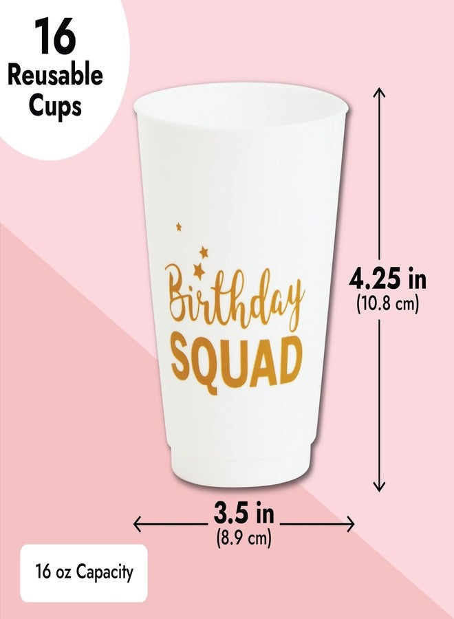 BLUE PANDA Birthday Cups for Women - White, 16 Oz, 16 Pack Reusable Plastic Tumblers - Birthday Crew Cups & Adult Party Favors for Girls Night - Image 4