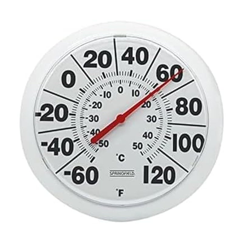 Springfield Indoor Outdoor Big and Bold Dial Thermometer, Wireless Thermometer with Easy to Read Large Numbers for Patio, Pool, and Indoor Areas, 8-Inch, White - Image 1