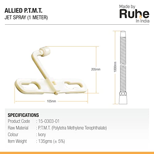 Ruhe® PTMT Jet Hands-Free Spray | PTMT Toilet Bidet Or Jet Hands-Free Spray Flat Nozzle, 1 Meter Heavy PVC Hose (Set of 2) - Image 2