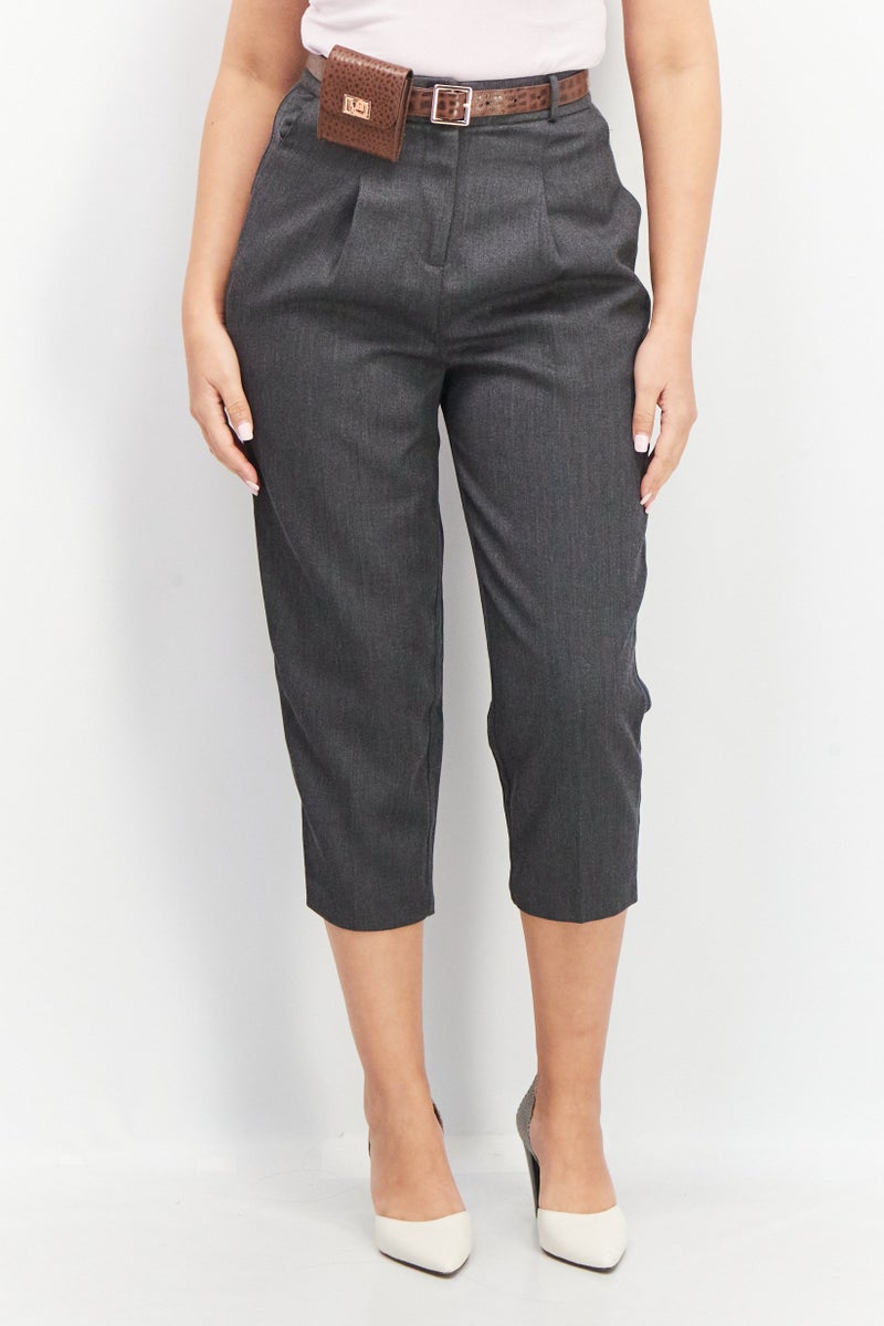 VERO MODA Women Regular Fit Belted With Pouch Pants, Black  - Image 1