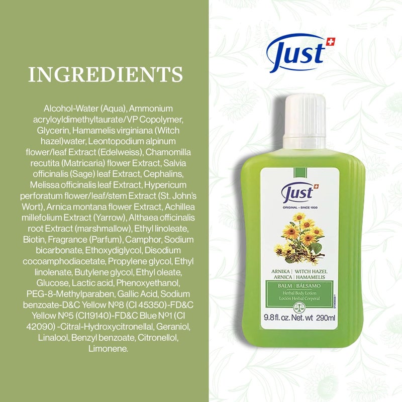 SwissJust Arnica Body Lotion Balm 290ml Alternative PreWork Out Balm Soothes Joint Pain Muscle Cramps Refreshing Balm For Bruises Itches Arnica Body Balm by Swiss Just - Image 4