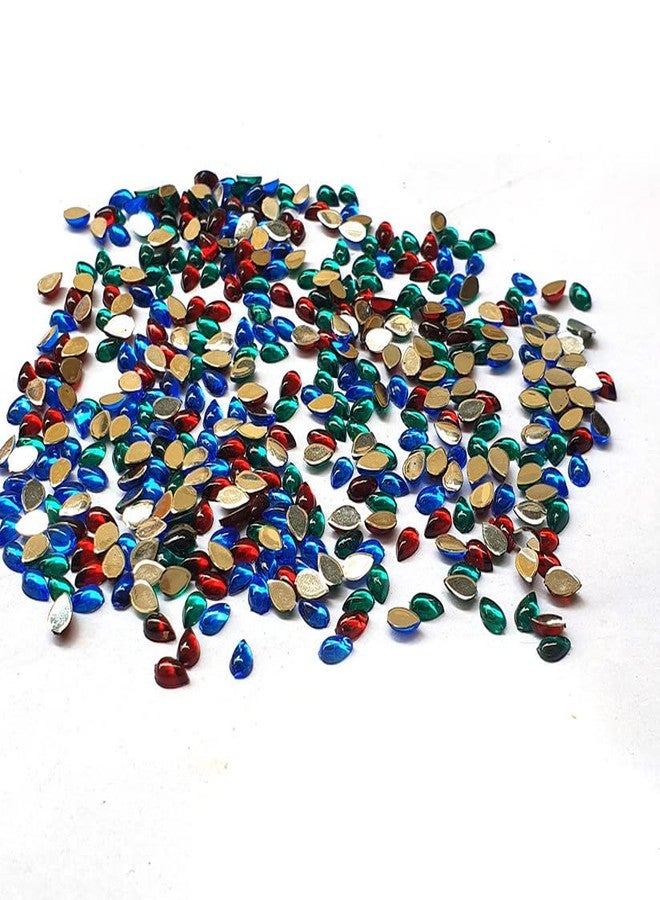 JPM Beads Crystal Finish Rhinestones Mix Color Drop Shape 6x4mm Size 1440 Pieces Pack