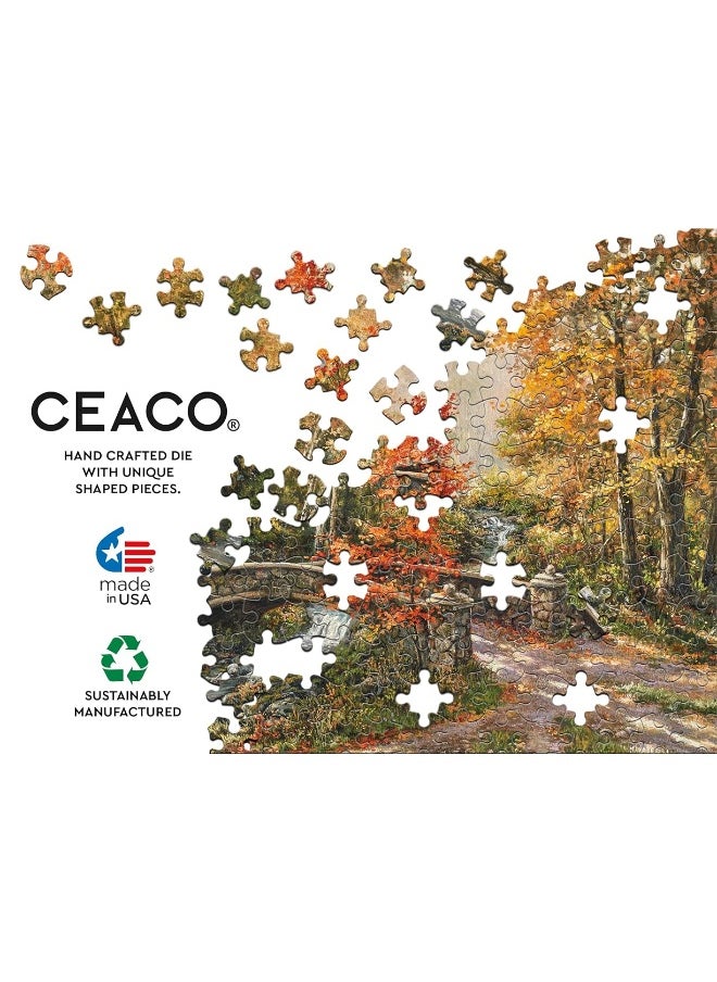 Ceaco Ceaco - Thomas Kinkade - Fall at Fox Creek Bridge - 300 Oversized Piece Jigsaw Puzzle  - Image 3